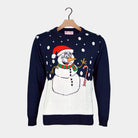 Navy Blue Couple's Christmas Jumper with Snowman