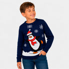 Navy Blue Family Christmas Jumper with Penguin boy
