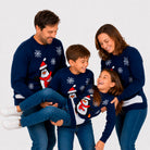 Navy Blue Family Christmas Jumper with Penguin
