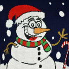 detail Navy Blue Men's Christmas Jumper with Snowman