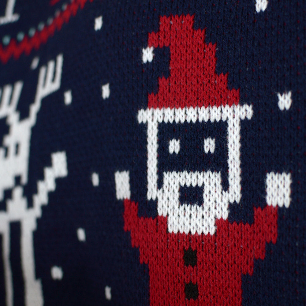 Navy Blue Men's Merry Christmas Jumper detail