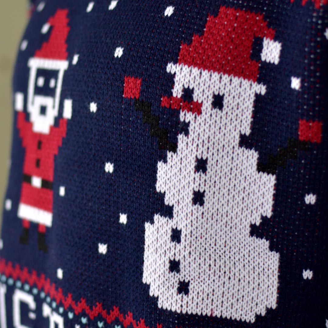 Navy Blue Men's Merry Christmas Jumper detail