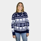 North Pole Blue Christmas Jumper womens