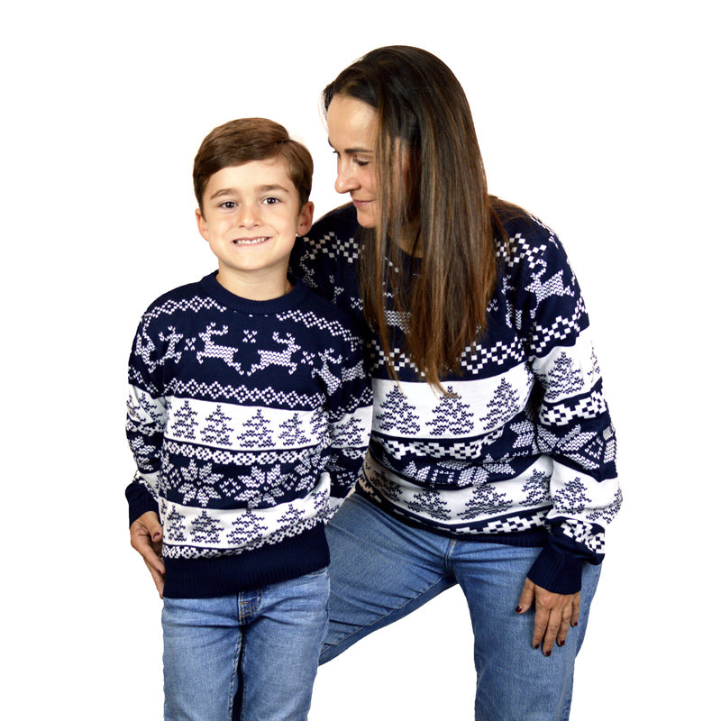 North Pole Blue Family Christmas Jumper