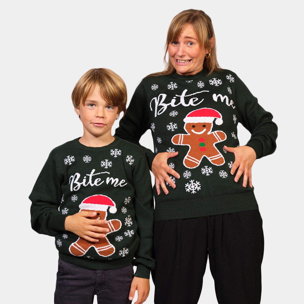 Organic Cotton Boys Womens Girls Christmas Jumper Jumper Bite Me