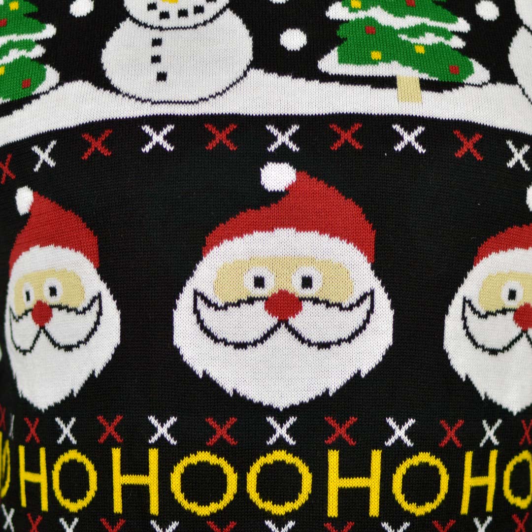 Organic Cotton Couple's Christmas Jumper with Santa, Gifts and Snowmen detail