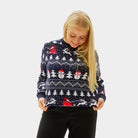 Organic Cotton Couple's Christmas Jumper with Trees, Snowmen and Santa womens