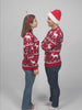 Red Womens and Mens Christmas Jumper with Reindeers and Christmas Trees