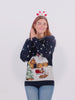 Womens Mens Blue LED light-up Christmas Jumper "Merry Christmas"