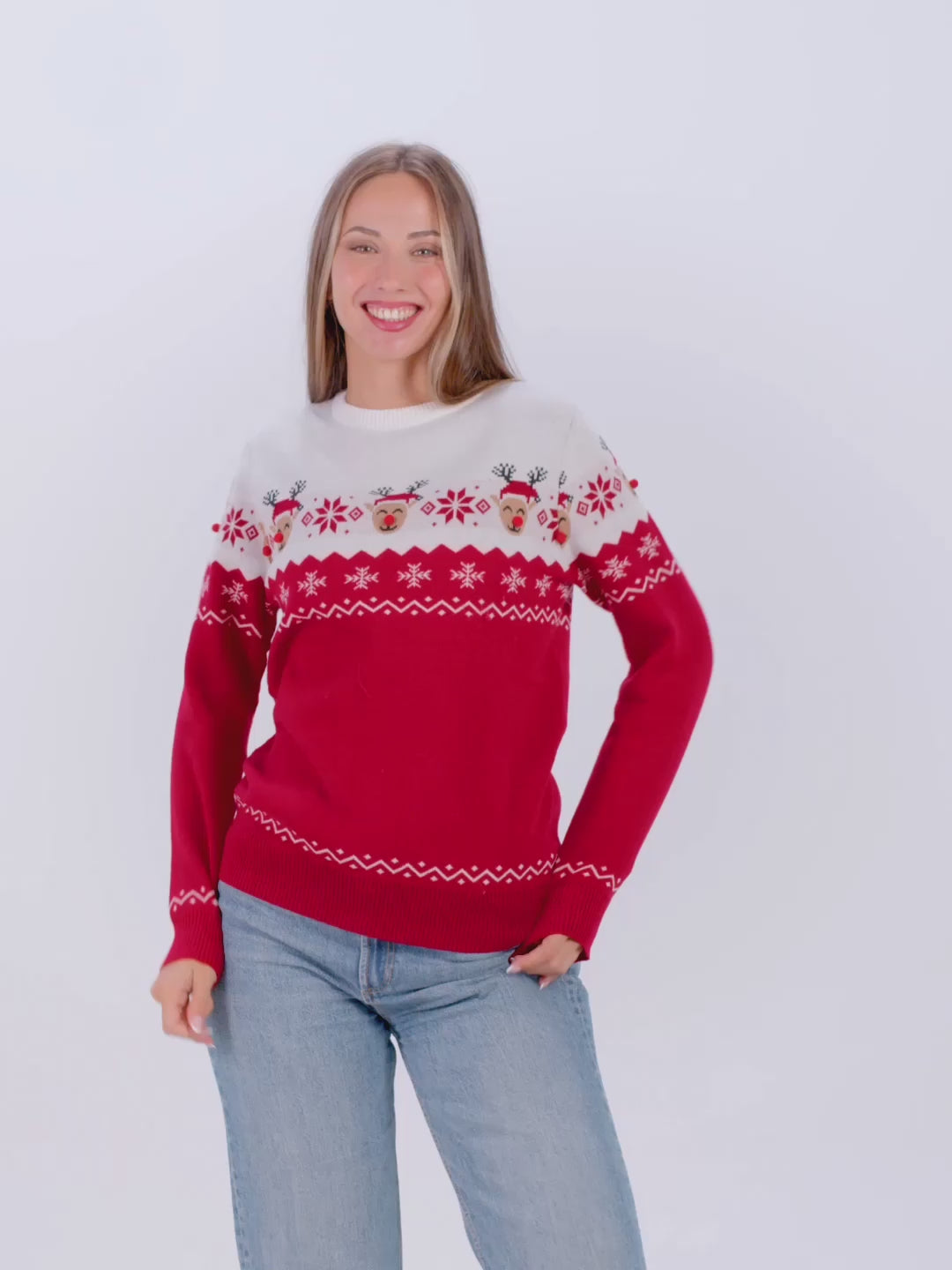 Womens and Mens Christmas Jumper Adorable Reindeer
