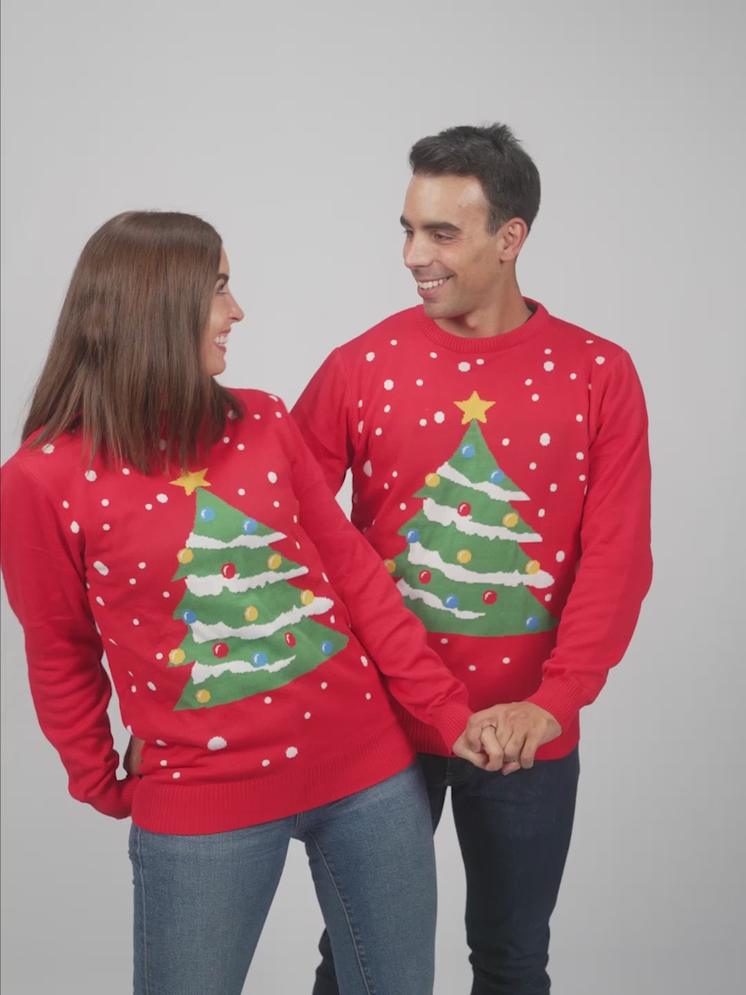 Christmas Tree Womens and Mens Red Christmas Jumper