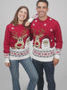 Womens and Mens Christmas Jumper with Santa and Rudolph Smiling