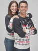 Blue Womens and Mens Christmas Jumper with Santa and Rudolph