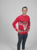 Red Womens and Mens Christmas Jumper with Rudolph the Happy Reindeer