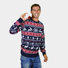 Mens Red and Blue Strips Couple's Christmas Jumper