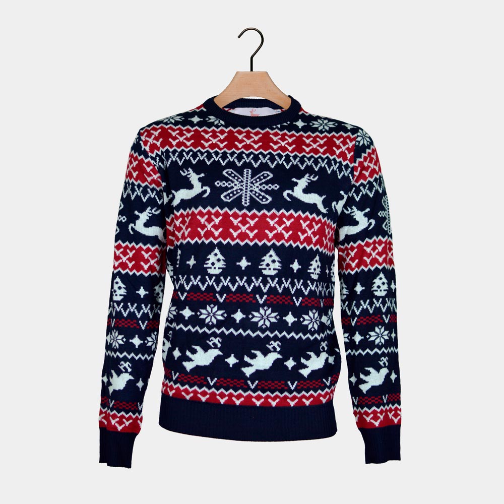 Red and Blue Strips Men's Christmas Jumper