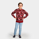 Red Boys Christmas Jumper Reindeers and Christmas Trees
