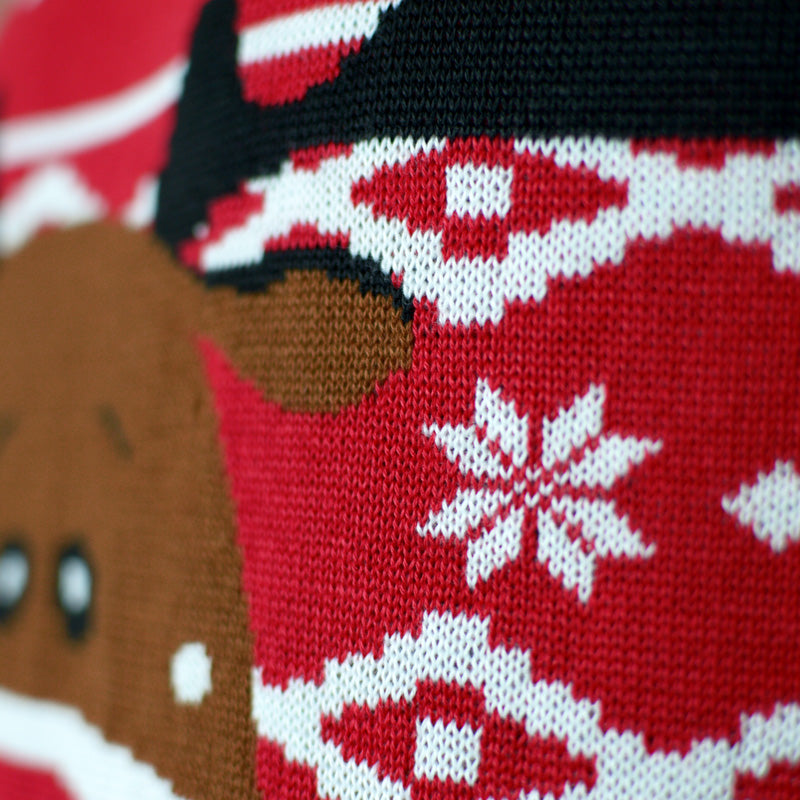 Red Boys and Girls Christmas Jumper with Rudolph the Happy Reindeer detail 2