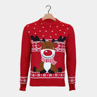 Red Boys and Girls Christmas Jumper with Rudolph the Happy Reindeer