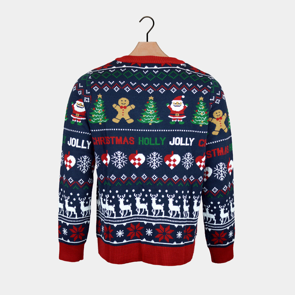 Couples and Red Cardigan Christmas Jumper Blue 
