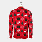 Reindeers, Gifts and Trees Red Men's Christmas Jumper 