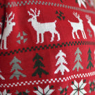 detail Red Men's Christmas Jumper with Reindeers, Trees and Polar Star