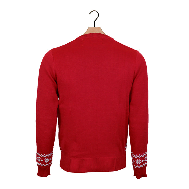 Red Christmas Jumper with Rudolph the Happy Reindeer back