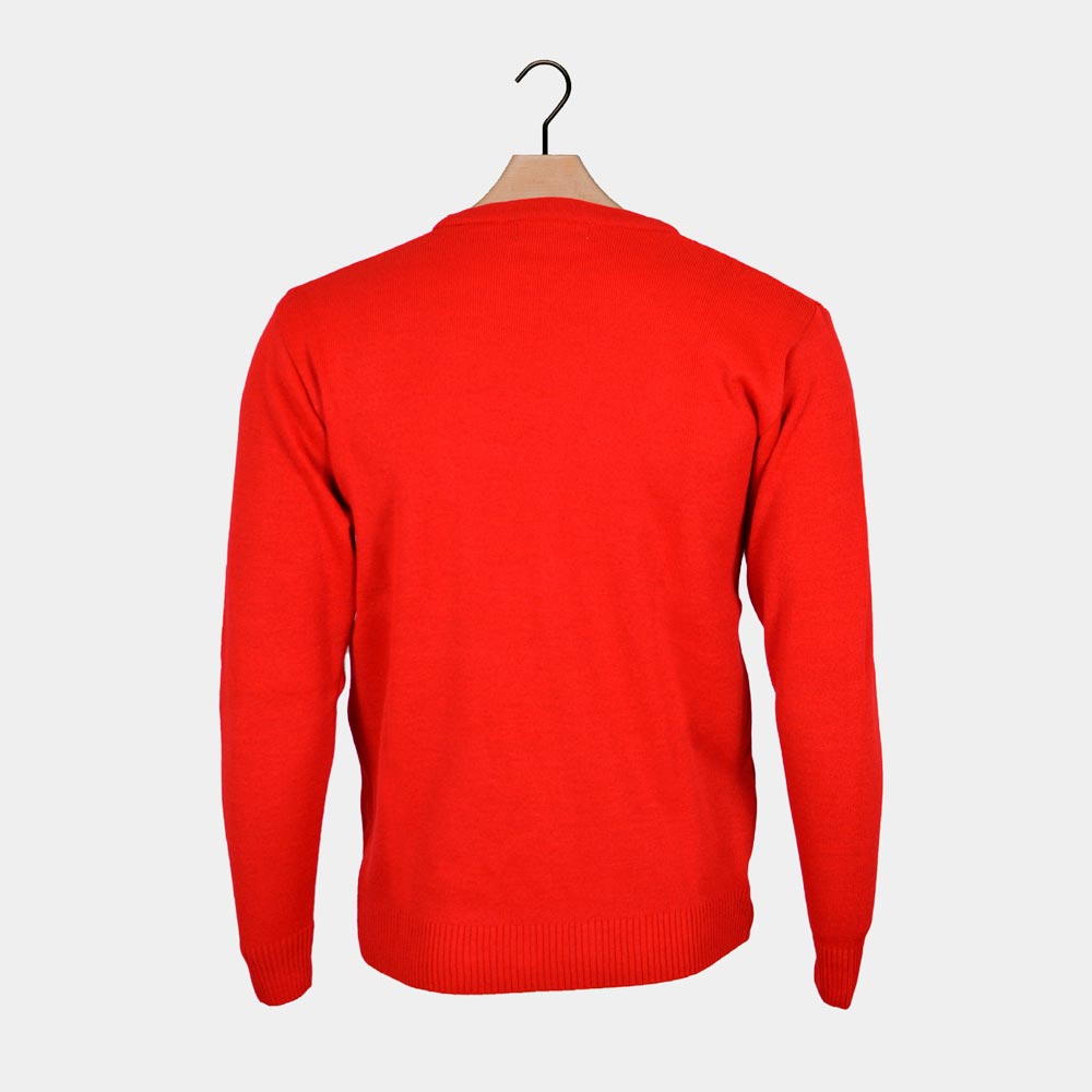 Smiling Christmas Tree Red Men's Christmas Jumper 