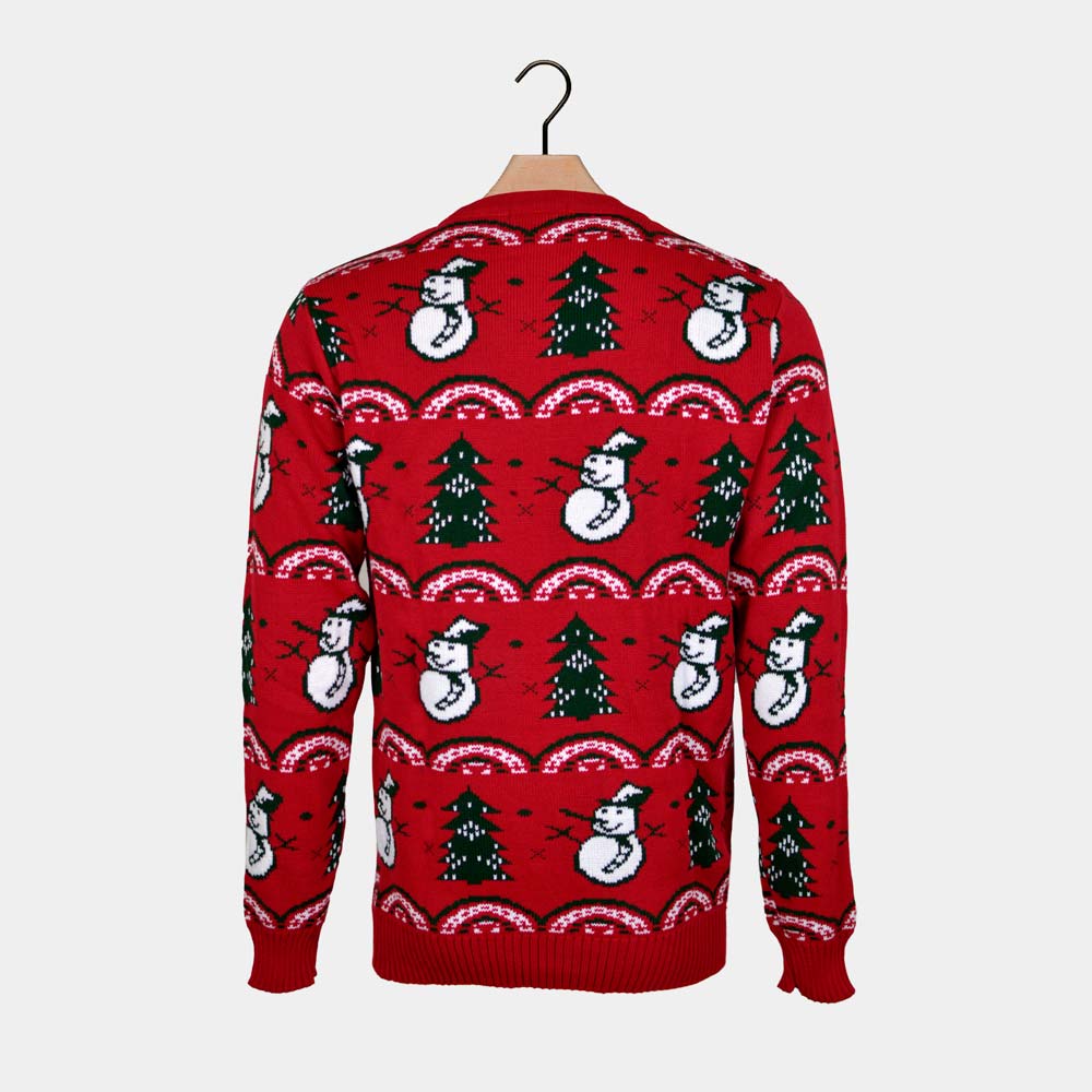 Red Men's Christmas Jumper Trees Snowmens