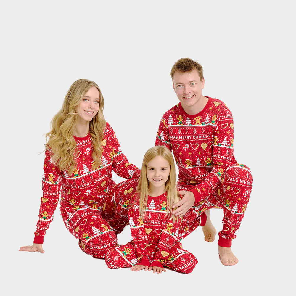 Red Christmas Pyjama for Children Gingercookies Family
