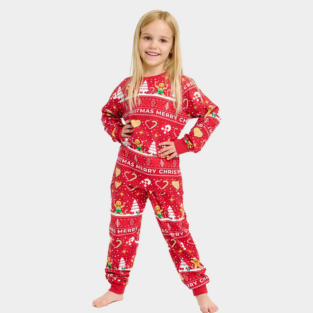 Red Christmas Pyjama for Children Gingercookies Girl
