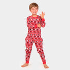 Red Christmas Pyjama for Children with Reindeer and Trees