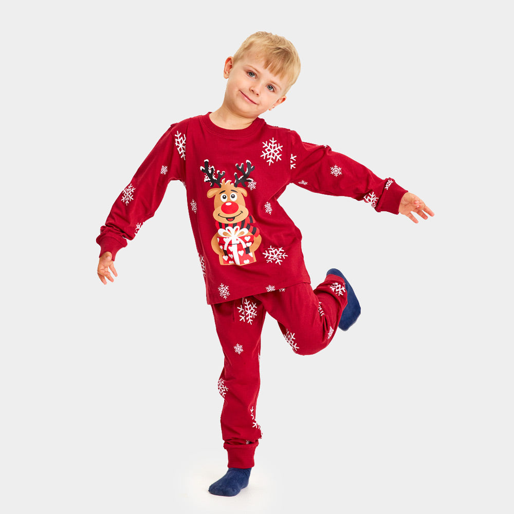 Red Christmas Pyjama for Children with Rudolph the Reindeer