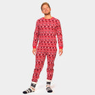 Red Christmas Pyjama for Men with Reindeer and Trees