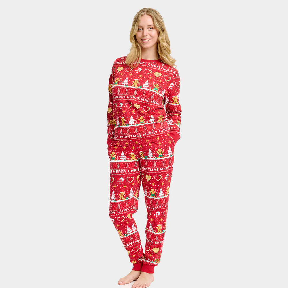 Red Christmas Pyjama for Women Gingercookies
