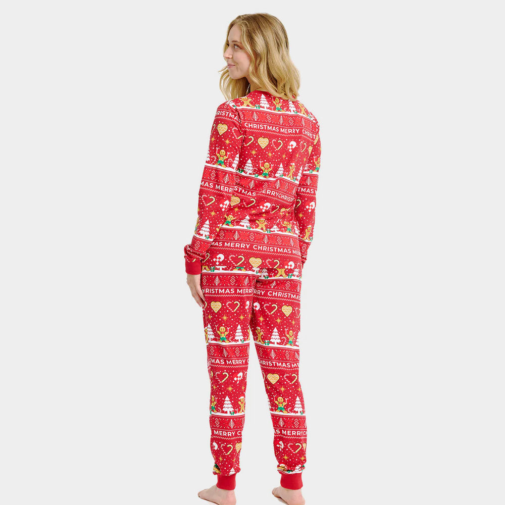 Red Christmas Pyjama for Women and Men Gingercookies
