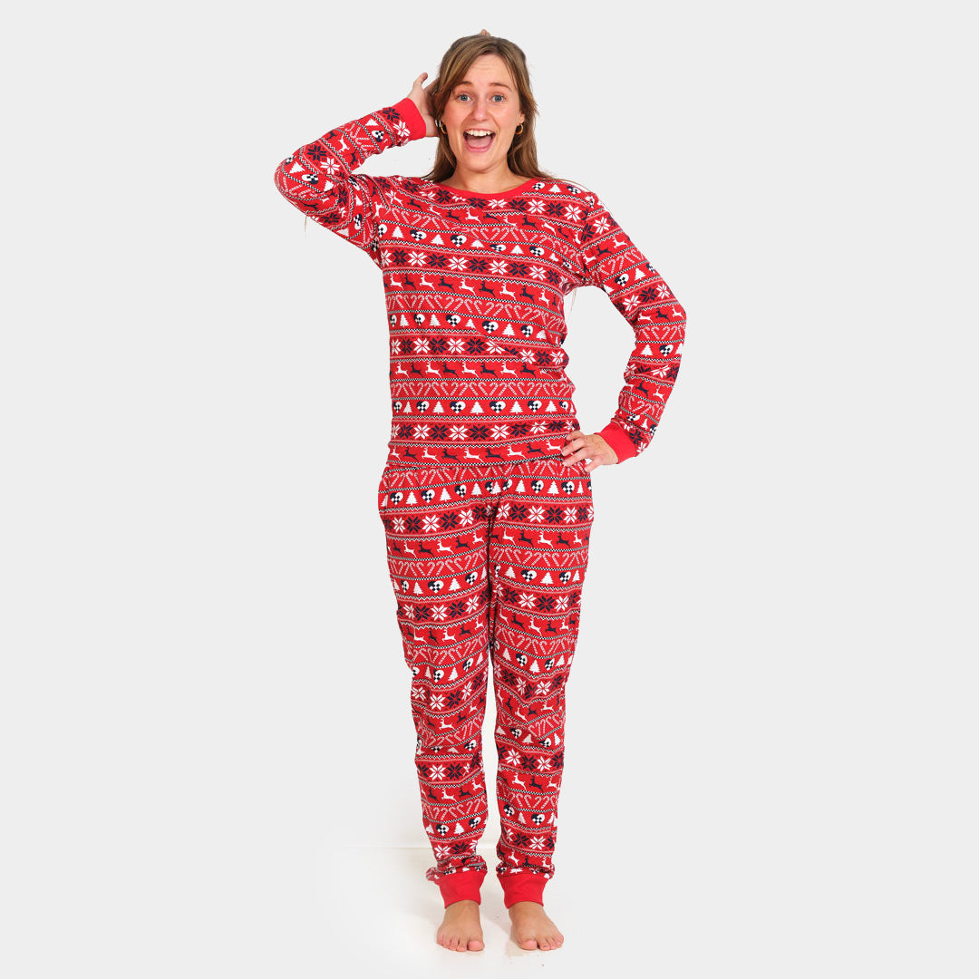 Red Christmas Pyjama for Women  with Reindeer and Trees