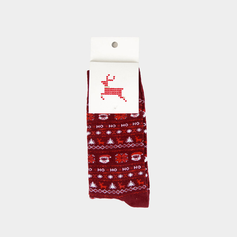 Red Christmas Socks with Santa and reindeers