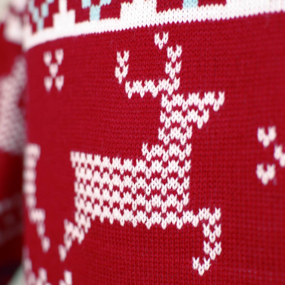 Classic Red Family Christmas Jumper with Polar Stars Reindeer