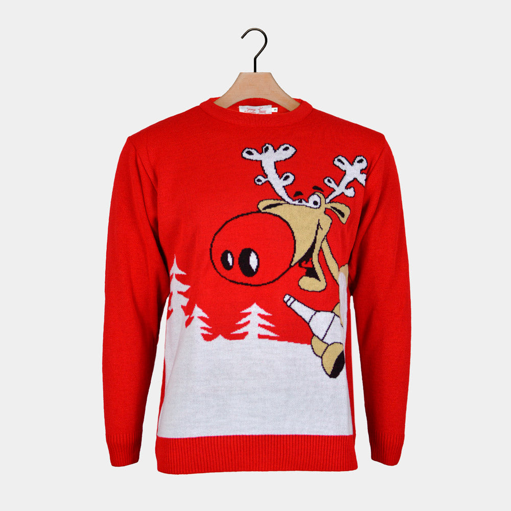 Red Couple's Christmas Jumper Reindeer with a Beer