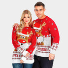 Red Couple's Christmas Jumper with Reindeer