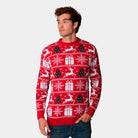 Red Couple's Christmas Jumper with Reindeers, Trees and Gifts mens