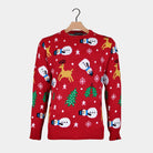 Red Couple's Christmas Jumper with Santa, Trees and Snowmens