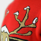 detail Red Couple's Christmas Jumper with Smiling Reindeer