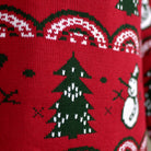 detail Red Couple's Christmas Jumper with Trees and Snowmens