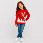 Red Family Christmas Jumper Reindeer with a Beer Girl
