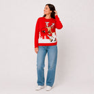 Red Family Christmas Jumper Reindeer with a Beer Women
