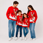 Red Family Christmas Jumper Reindeer with a Beer

