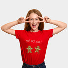 womens Red Family Christmas T-Shirt with Gingerbreads