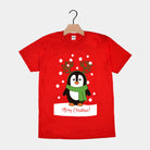 Red Family Christmas T-Shirt with Penguin